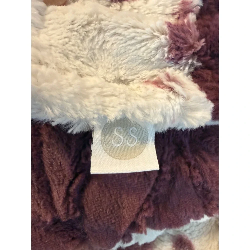 Sew Sweet Minky 82x57 Throw Blanket Plum Purple Cow Print Patchwork Plush USA